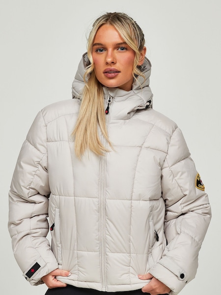 Ecru - Zavetti Canada Guilia Decupat/Trei sferturi Puffer 100% Cotton Jachetă (N29072) | 417 LEI