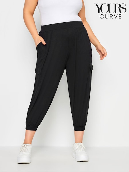 Negro - Yours Curve Cropped Cargo Harem Trousers (N29077) | 34 €