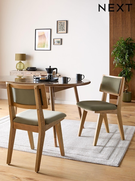 Set of 2 Soft Velvet Sage Green Abe Dining Chairs (N29095) | €415