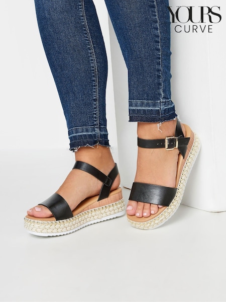 Yours Curve Black Extra-Wide Fit Two Part Espadrilles (N29120) | €43