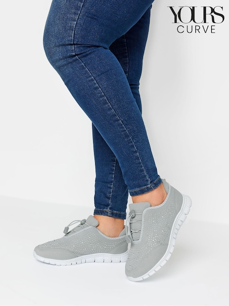 Yours Curve Grey Extra Wide Fit Titania Gem Trainers (N29124) | €44