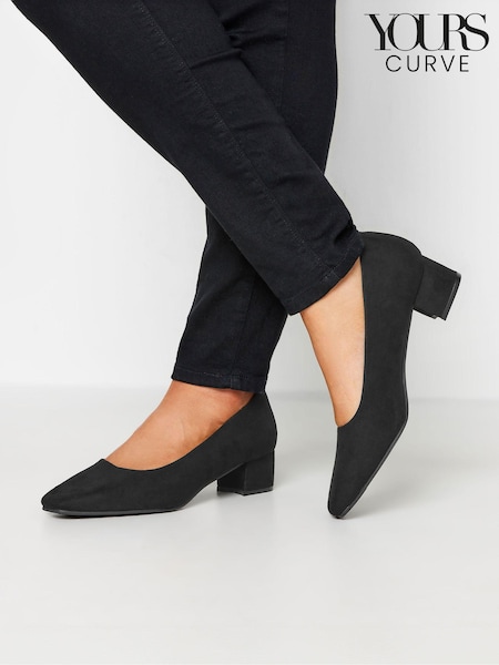 Yours Curve Faux Suede Block Heel Court Shoes In Extra Wide Fit (N29159) | ‏186‏₪