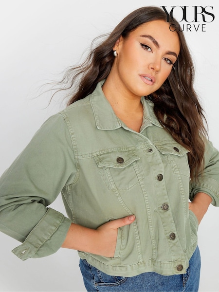 Yours Curve Sage Green 100% Cotton Denim Jacket (N29170) | €48