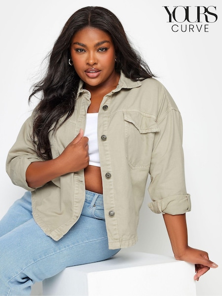 Бежевый - Yours Curve 100% Cotton Denim Curved Hem Western Jacket (N29202) | €50