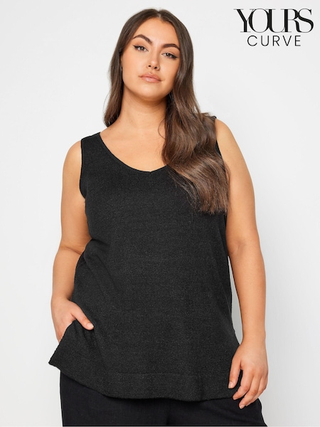 Yours Curve Black Knitted Vest Top (N29206) | €12