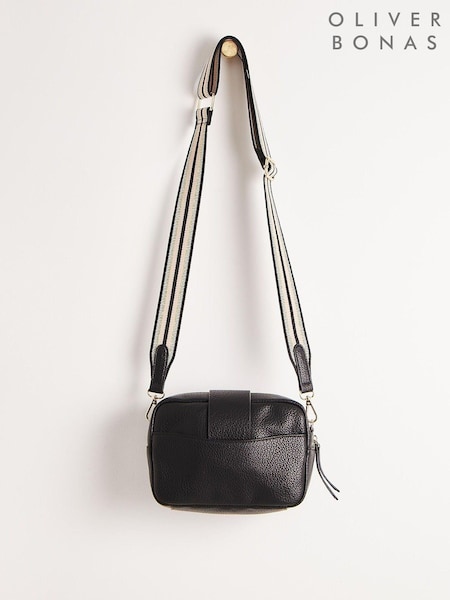 Oliver Bonas Black Charlee Striped Crossbody Bag (N29230) | ₪262