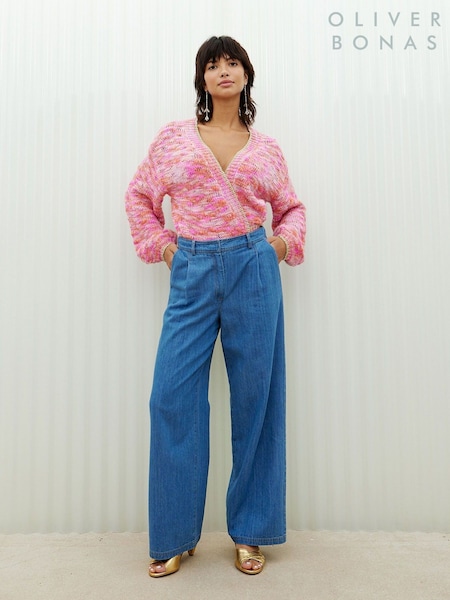 Oliver Bonas Blue Pleated Chambray Trousers (N29289) | €41.50