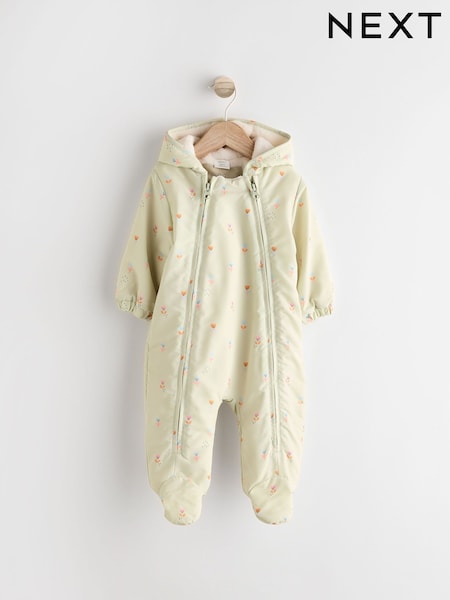 Sage Green Ditsy Baby Zip Hooded All-In-One Pramsuit (0mths-2yrs) (N29398) | €25 - €27