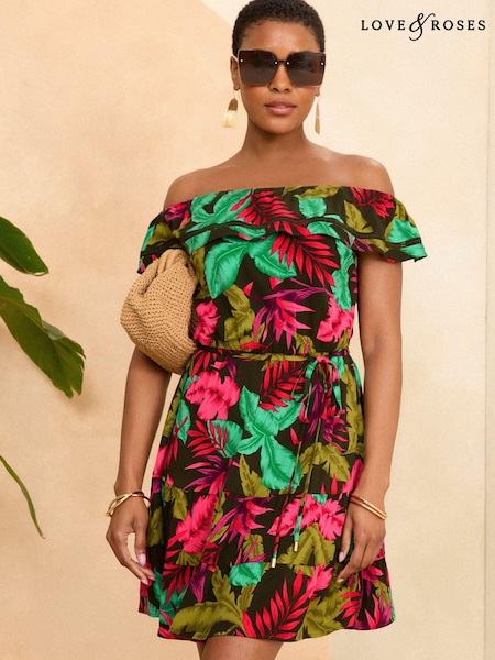 Love & Roses Bardot Mini Dress (N29452) | 150 LEI