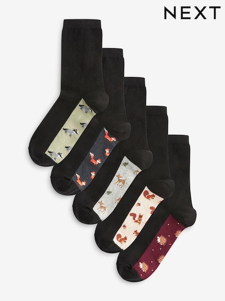 Autumn Animals Footbed Ankle Socks 5 Pack (N29788) | €9