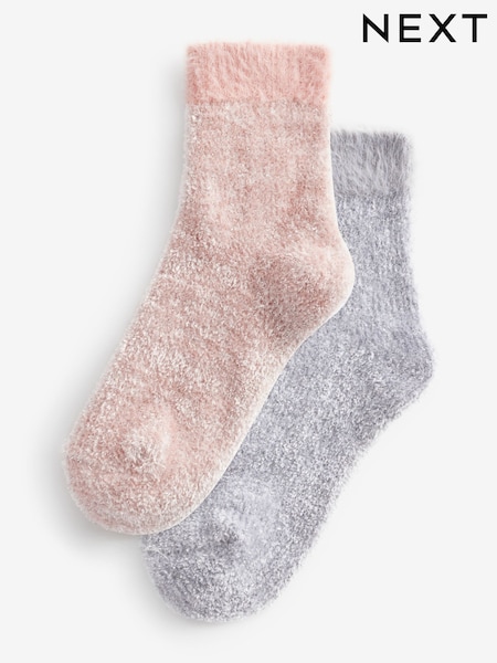 Roz/gri lucios - Velvet Cosy Socks 2 Pack (N29789) | 64 LEI