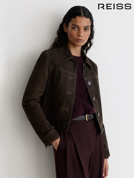 Ebony Brown - Reiss Callie Suede Trucker Jacket