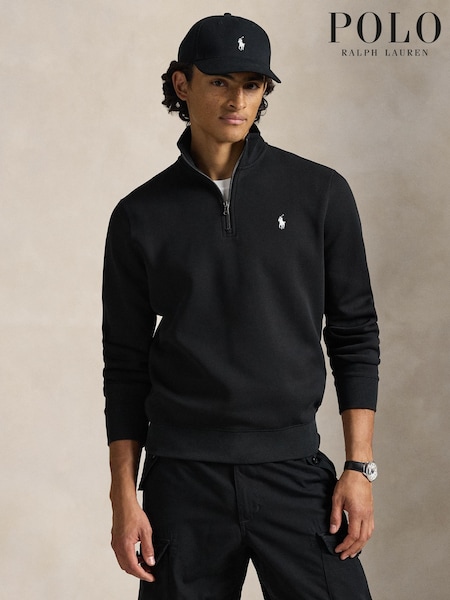 Black - Regular Polo Ralph Lauren Double Knit Tech Quarter Zip Sweatshirt