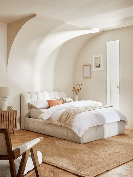 Casual Boucle Light Natural Astrid Upholstered Ottoman Storage Bed Frame (N29986) | €1,125 - €1,250