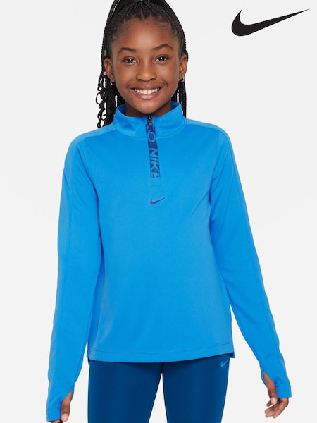 Blau - Nike Pro Dri-fit Oberteil mit RV-Kragen (N30010) | 20 €