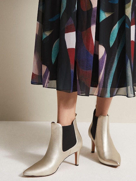 Phase Eight Gold Leather Ankle Boots (N30075) | €114