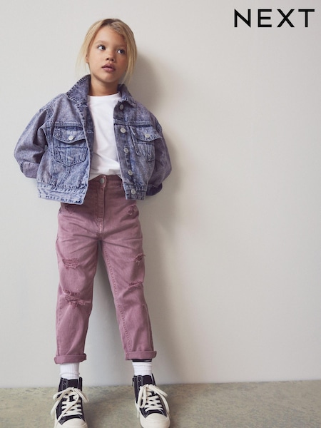 Raspberry Pink Distressed Mom Jeans (3-16yrs) (N30239) | € 4 - € 5