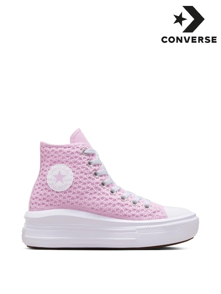 Converse Pink Chuck Taylor Crochet Move Youth Trainers (N30269) | AED133