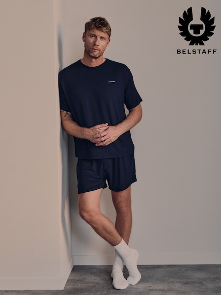 Темно-синий - Regular Belstaff Cotton Jersey Shorts