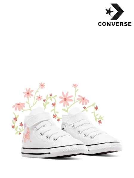 Converse White/Pink Chuck Taylor Butterfly Embroidered Infant Trainers (N30392) | €27