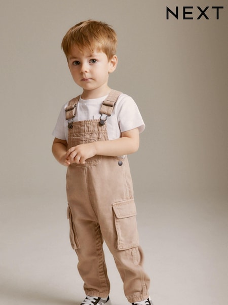 Светло-коричневый - 100% Cotton Cargo Dungarees (3mths-7yrs) (N30478) | €17 - €21