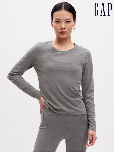 Gap Grey Fitted Ruched Long Sleeve Crew Neck Top (N30510) | €15