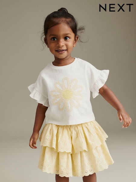 Lemon Yellow 100% Cotton Skirt and T-Shirt Set (3mths-7yrs) (N30517) | €11 - €13