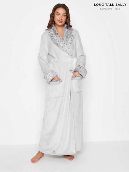 Long Tall Sally Contrast Animal Shawl Collar Maxi Robe (N30608) | 335 LEI