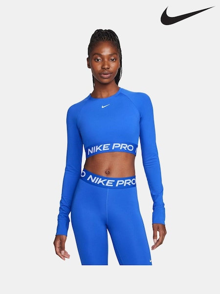 Nike Blue Pro Dri-FIT Cropped Long-Sleeve Top (N30731) | €25