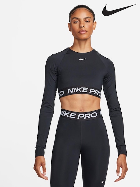 Nike Black Pro Dri-FIT Cropped Long Sleeve Top (N30733) | €57