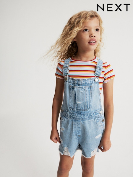 Bleu clair - Denim Short Dungaree (3-16yrs) (N30986) | € 11 - 14 €