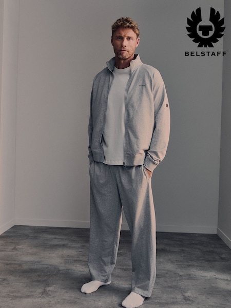 رمادي مموج - Regular Belstaff Cotton Jersey Wide Leg Joggers