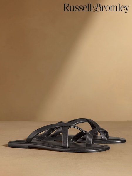 Black - Russell & Bromley Beck Crossover Toe Loop Sandals