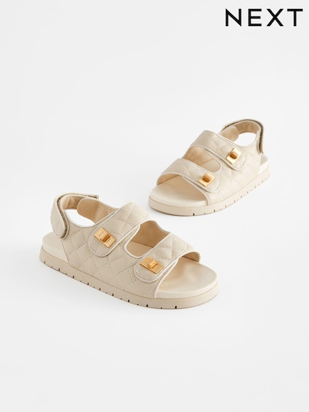 Neutral Cream Two Strap Quilted Sandals (N31124) | €13 - €16.50