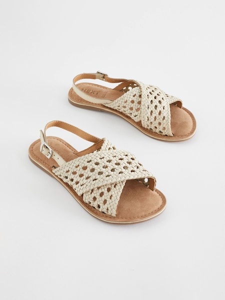 White Leather Cross Strap Sandals (N31130) | €13 - €17