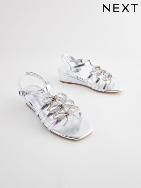 Silver Bow Wedge Sandals (N31142) | €11 - €15
