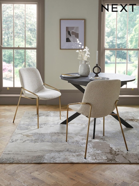 Set of 2 Casual Boucle Light Natural Elia Dining Chairs (N31158) | €365
