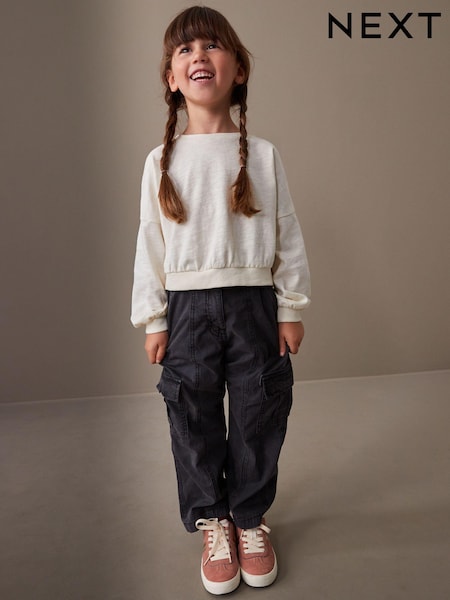 Charcoal Grey Wide Leg Cargo Trousers (3-16yrs) (N31198) | € 4 - € 5