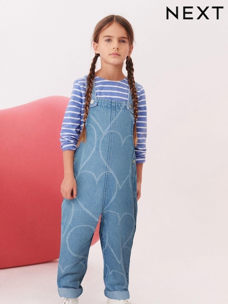 Mid Blue Denim Heart Dungaree (3-16yrs) (N31240) | €16 - €19