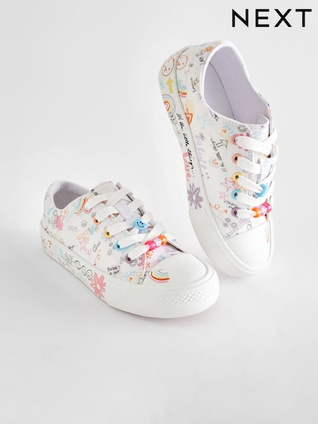 White Scribble Design Standard Fit (F) Star Lace-Up Trainers (N31306) | AED56 - AED73