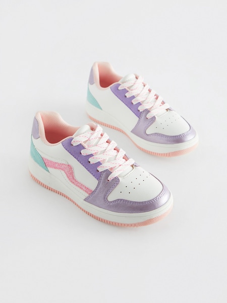 Purple Metallic Lace-Up Trainers (N31319) | AED78 - AED102