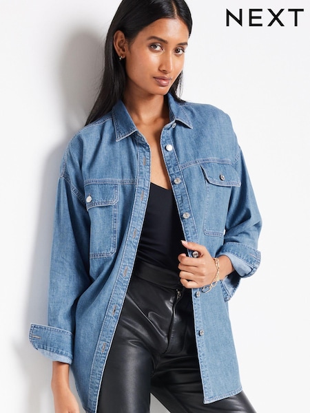 Mittelblau - Oversized Denim 100% Cotton Shirt (N31344) | 16 €