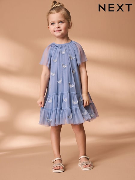 Blue Butterfly Mesh Dress (3mths-7yrs) (N31399) | €10 - €12