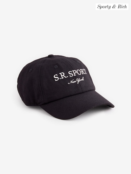 Sporty & Rich Black S.R. Sport Wool Hat (N31470) | ₪302