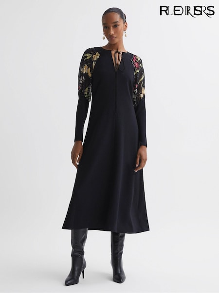 Florere Print Sleeve Midi Dress (N31505) | 980 QAR