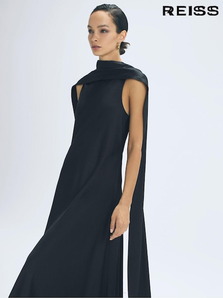 Черный - Reiss Keira Cape Maxi Dress (N31507) | €906
