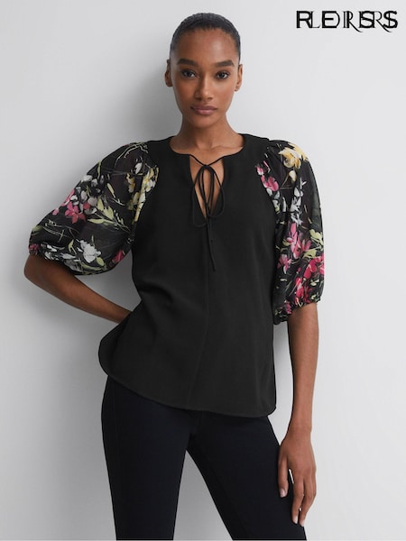Florere Floral Puff Sleeve Top (N31519) | ₪744