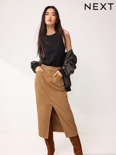Rust Brown Denim Maxi Skirt (N31649) | €8