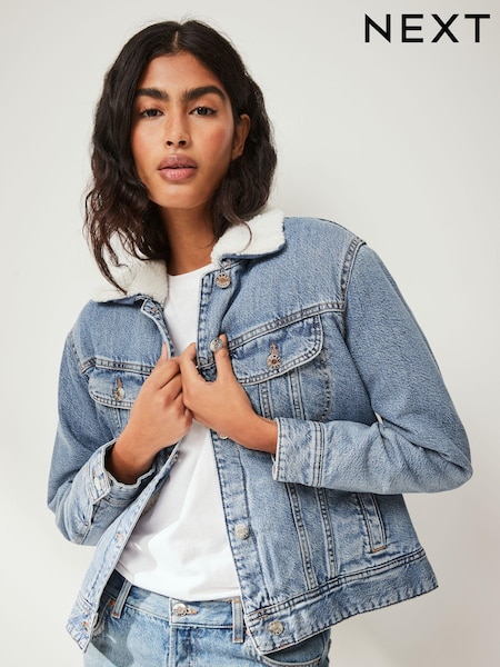 Mid Blue Borg Lined Denim Jacket (N31655) | €38