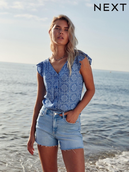 Light Wash Super Soft Raw Hem Denim Shorts (N31738) | € 12